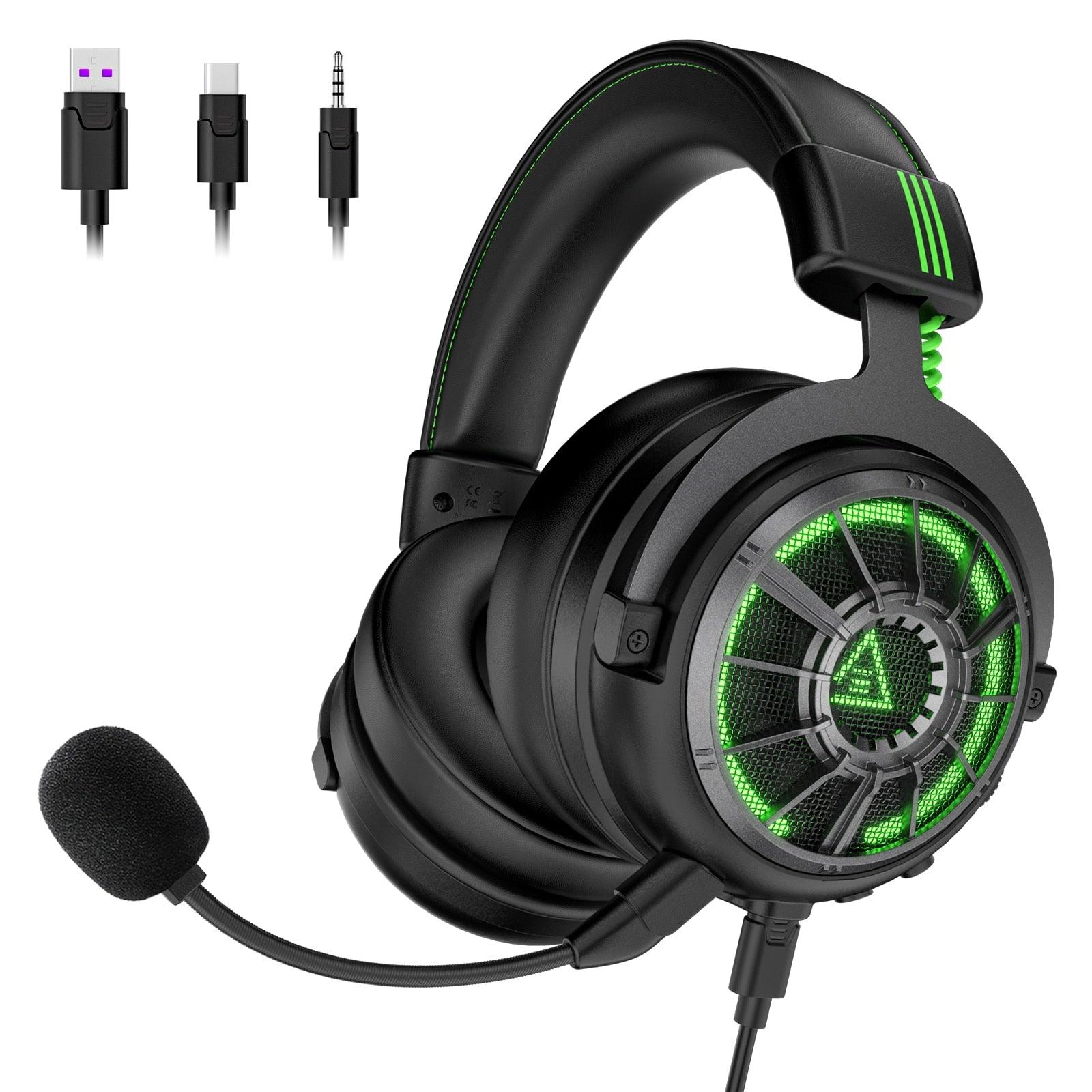 Wired Headset Gamer 7.1 Surround/Stereo Gaming Headphones ENC Call Mic USB/Type C/3.5mm Earphones - GADGIGEAR