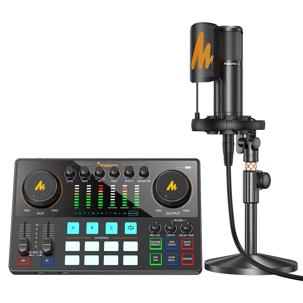 Sound Card Set With XLR Microphone Audio Interface Podcasting for Youtube DJ Live Streaming Phone Computer PC AME2A - GADGIGEAR